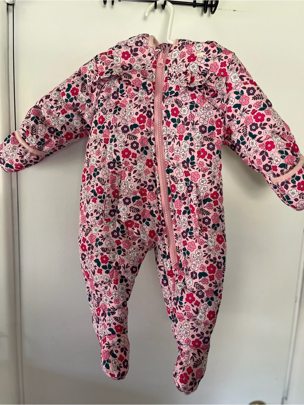 BearPaw Pink Floral Footed Baby One-Piece